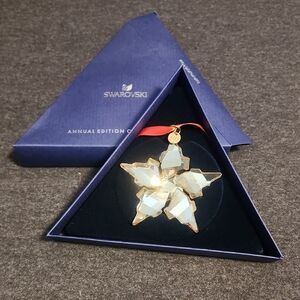 Swarovski Gold and Silver Star Ornament with Red Ribbon 40 Each Small Size